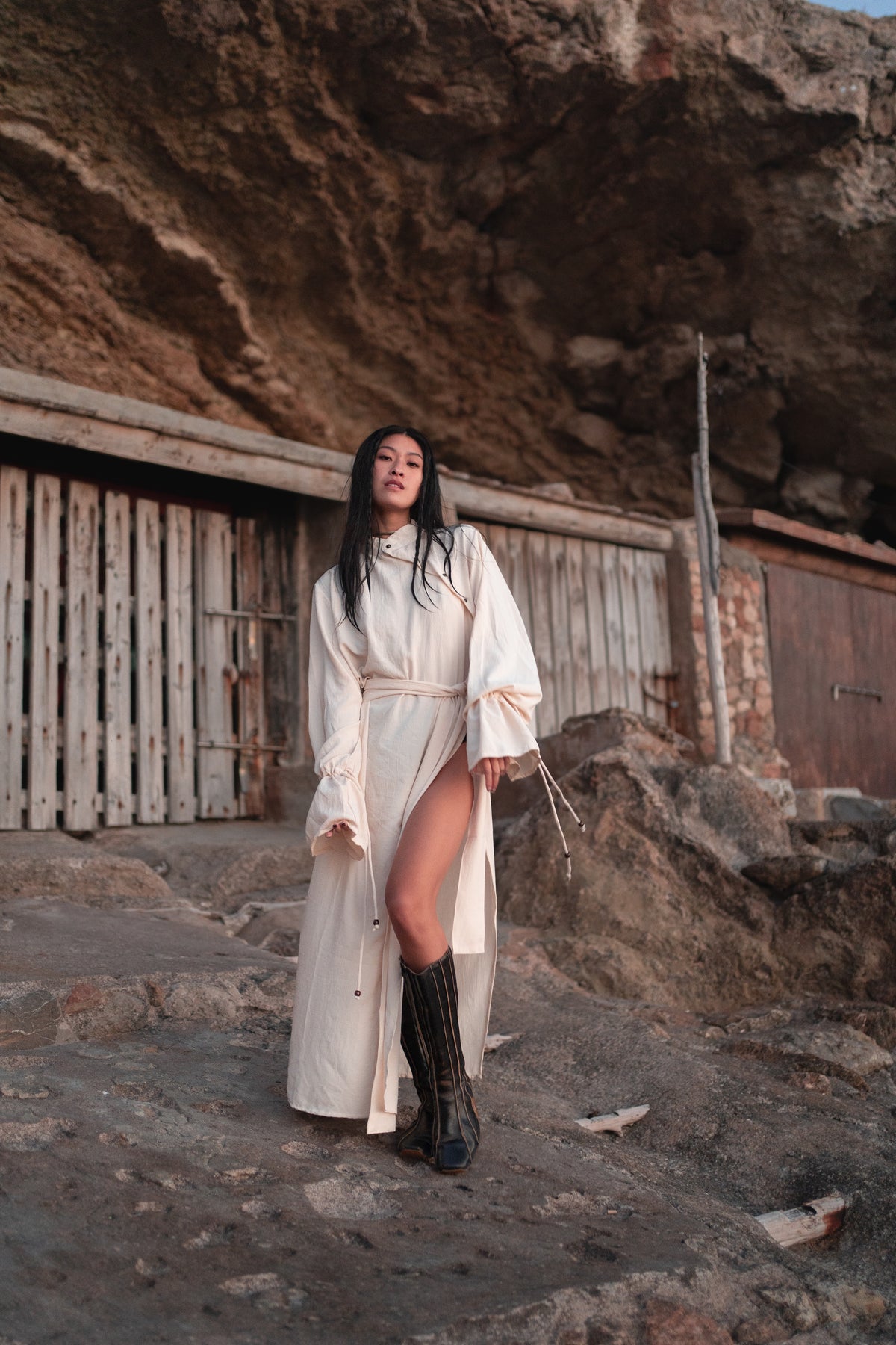 white long sleeve long shirt - long layer shirt