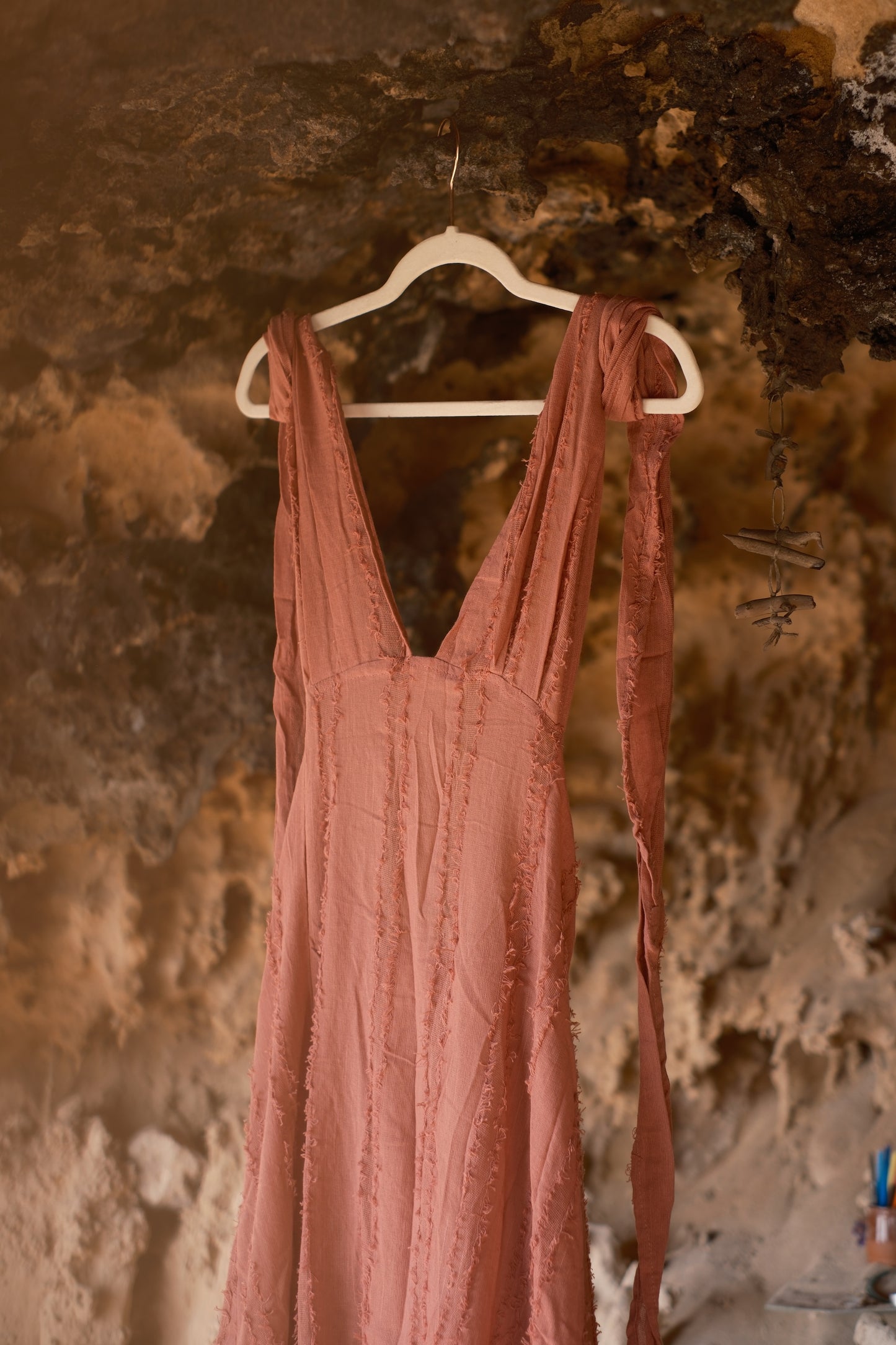 Women's bohemian bamboo dress designed for resort and beach vacations