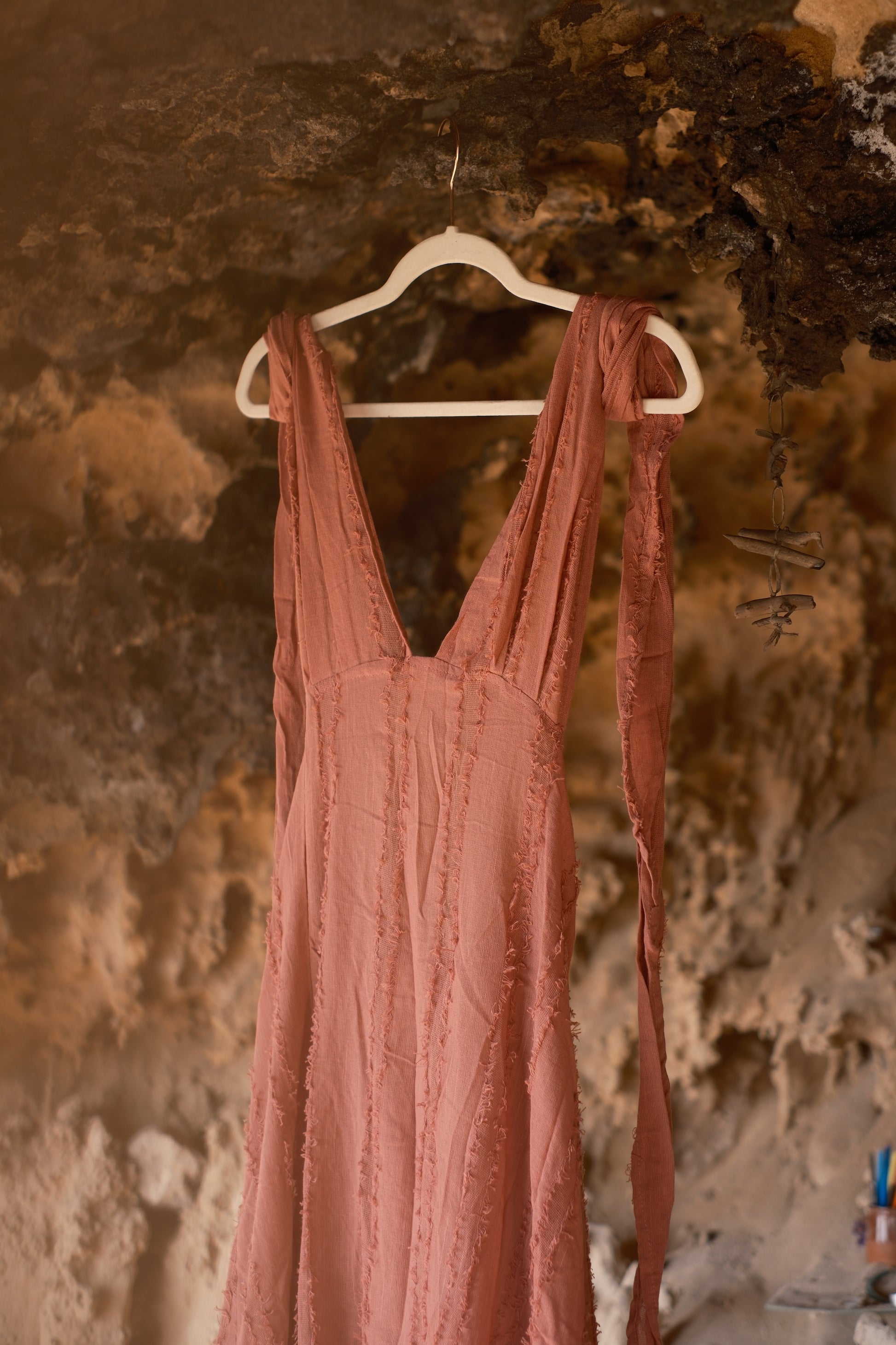 Women's bohemian bamboo dress designed for resort and beach vacations