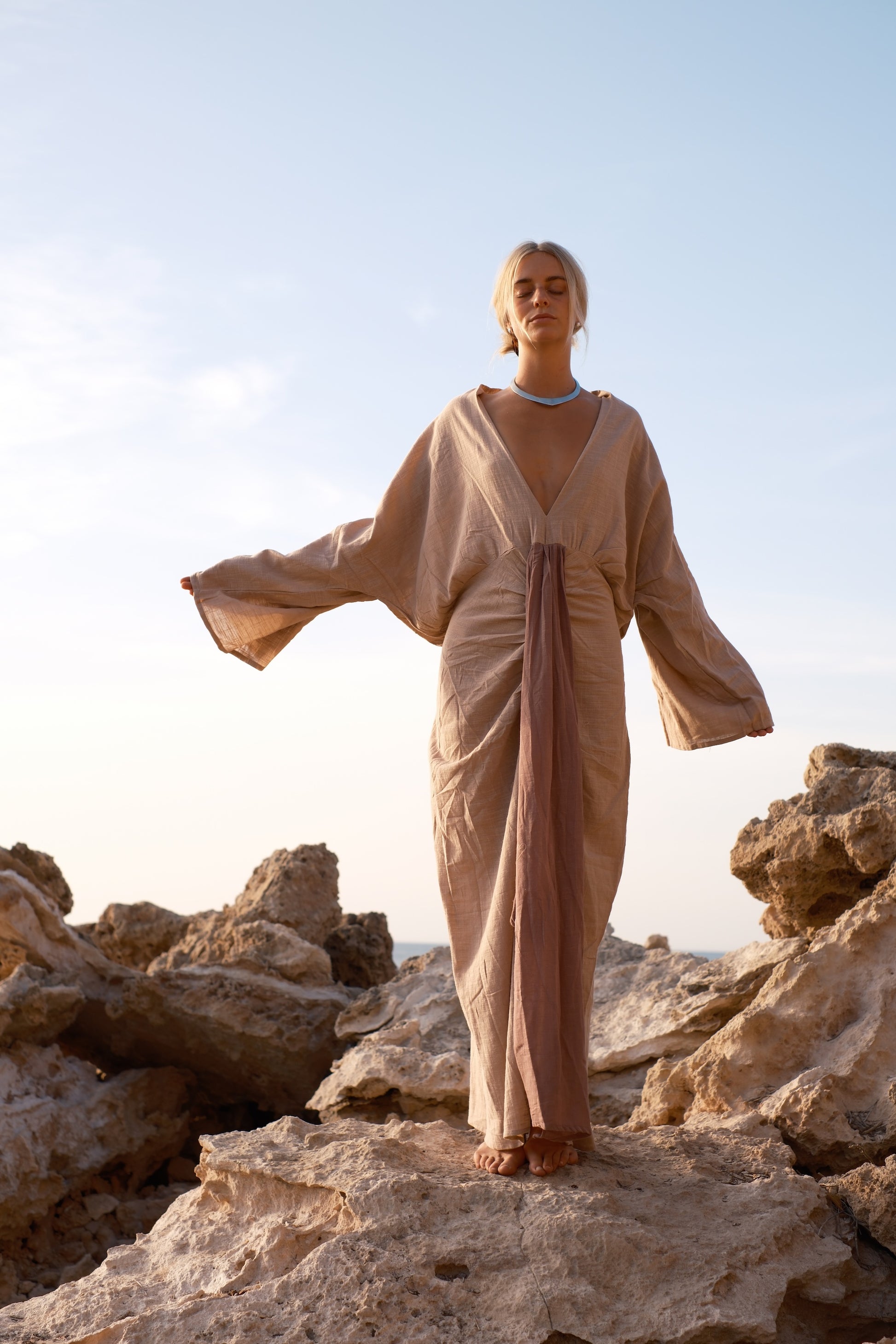 WILLOW oversized cotton kaftan with flowing bohemian silhouette for women
