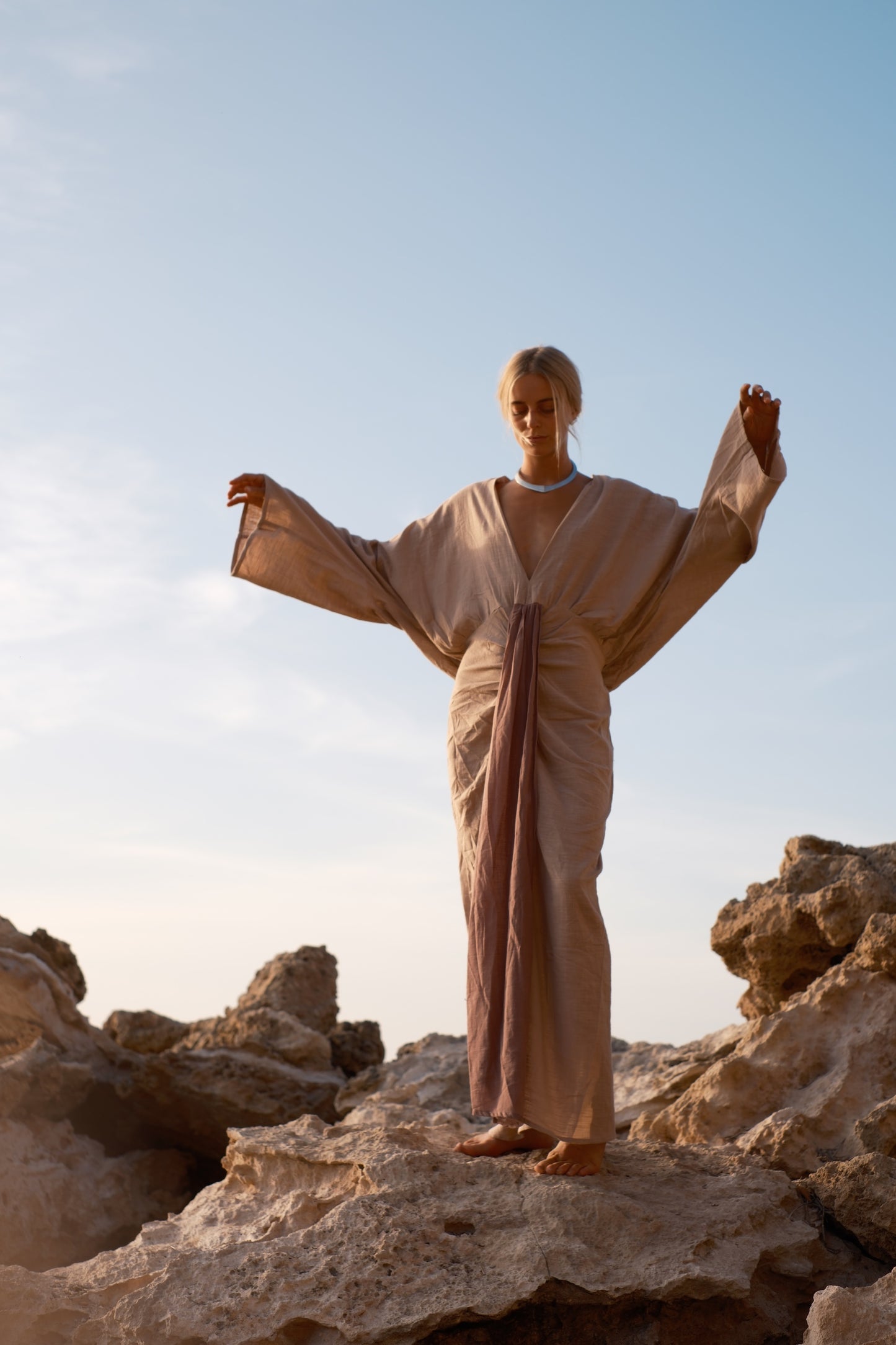 Women's breathable cotton kaftan designed for resort wear and summer travel