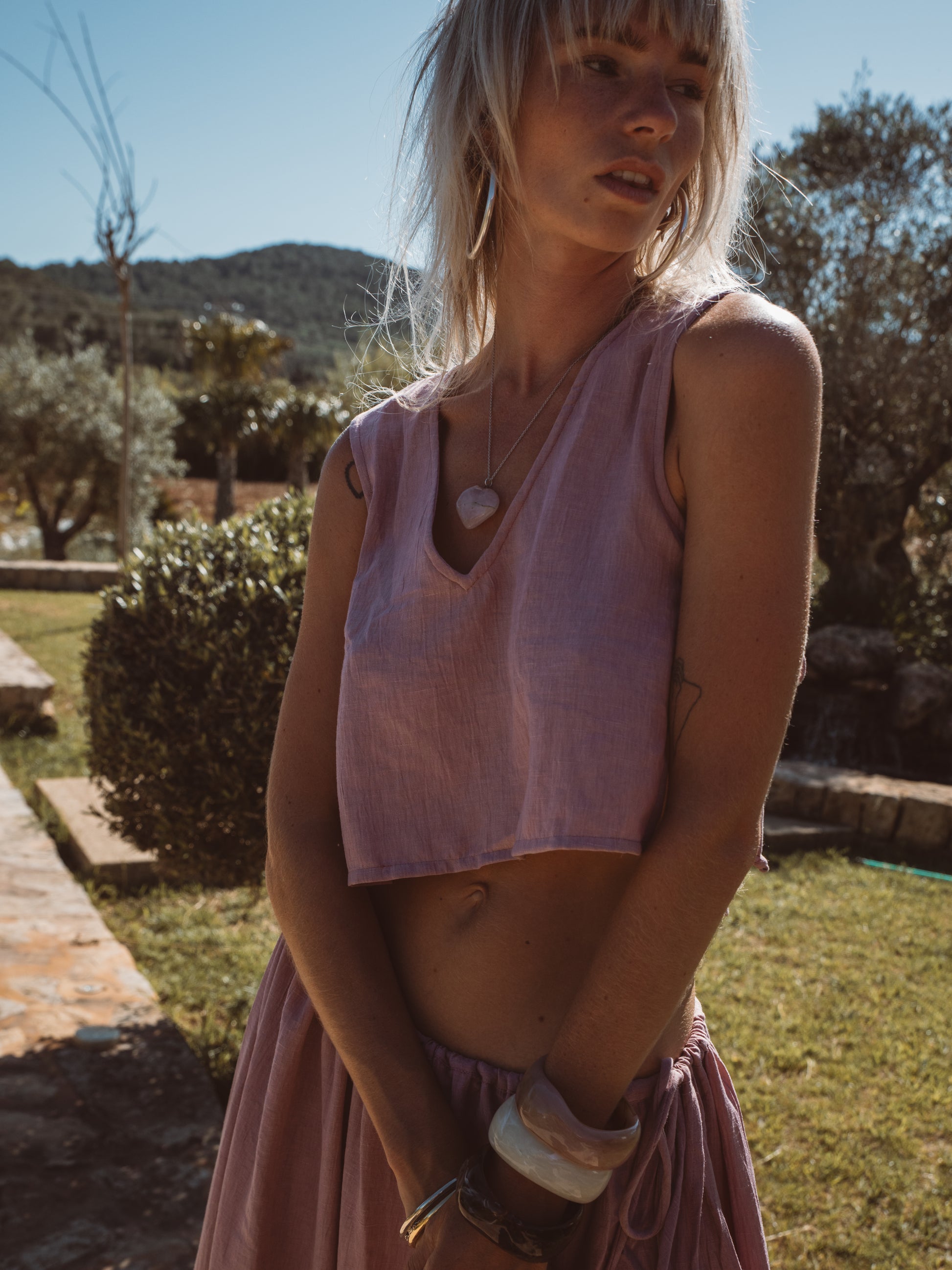 Lightweight viscose skirt and top set with effortless boho-inspired style