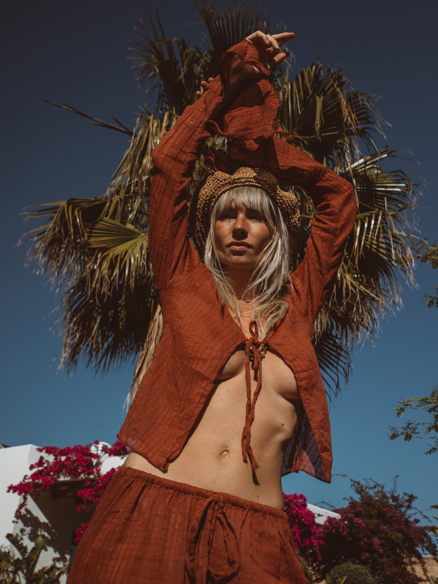 Elegant AIRE hemp blend outfit for coastal vacations and warm evenings