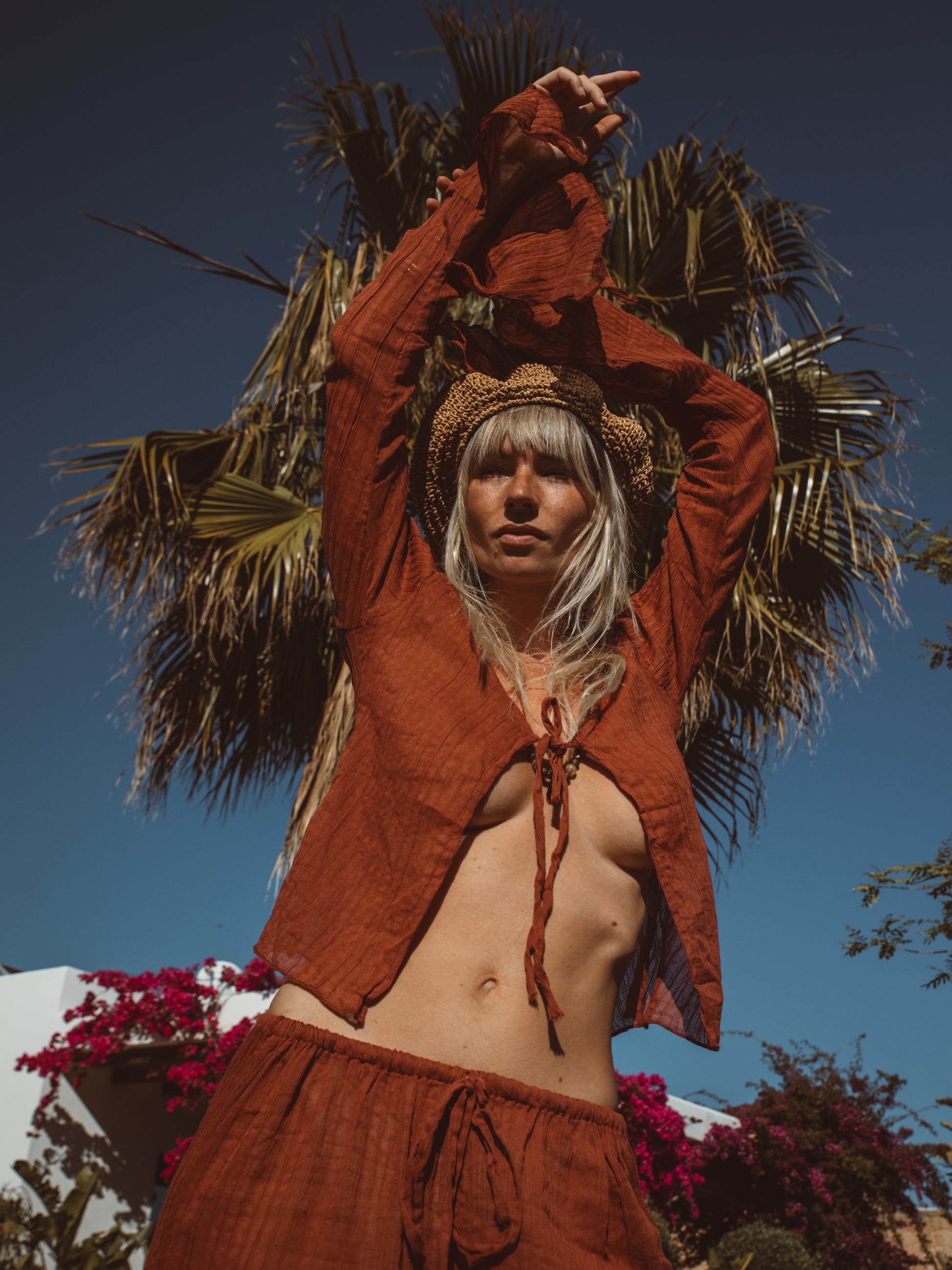 Elegant AIRE hemp blend outfit for coastal vacations and warm evenings