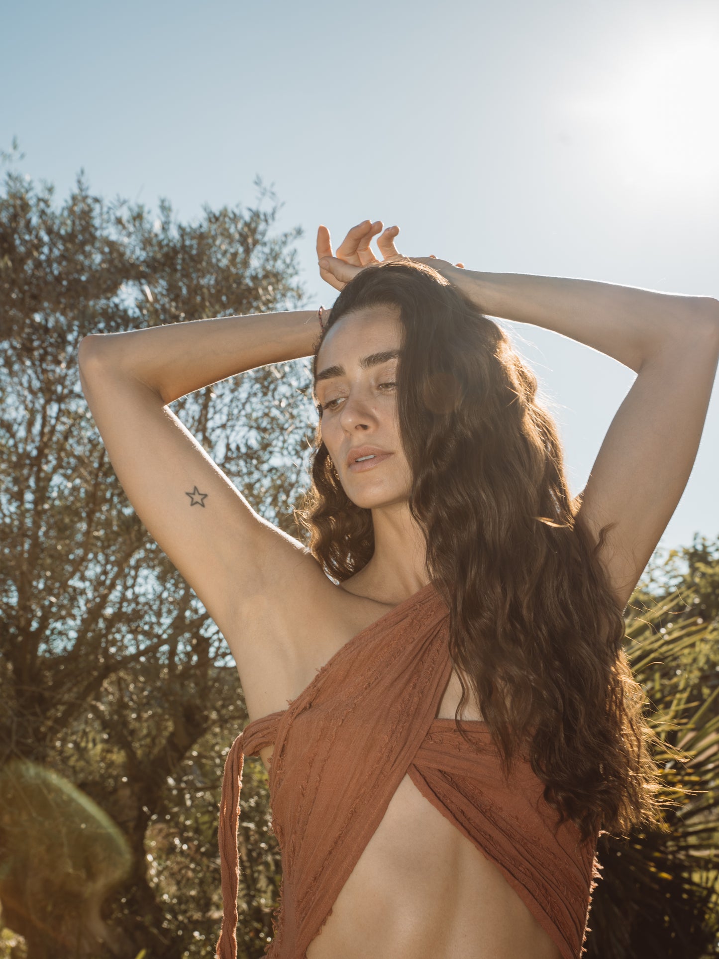 Elegant bohemian maxi dress available in Terracotta and hand dyed indigo