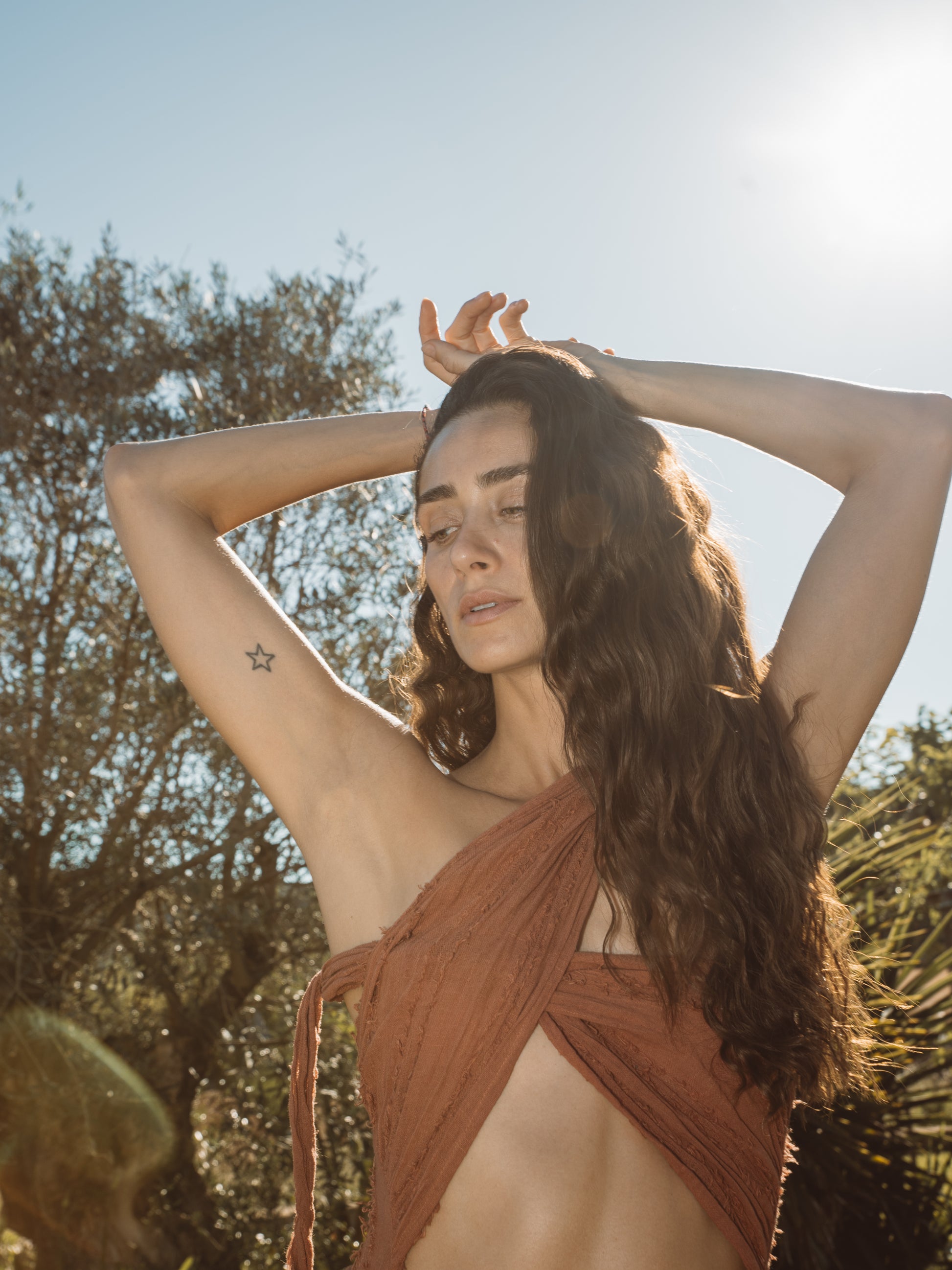 Elegant bohemian maxi dress available in Terracotta and hand dyed indigo